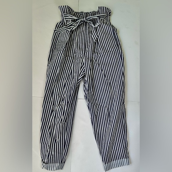 Zara Striped Paper Bag Pants blue white size S - Picture 11 of 11